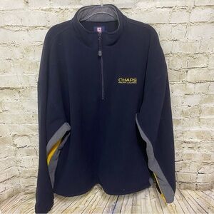 Vintage Chaps Ralph Lauren Blue Yellow Fleece 1/4 Zip Pullover Jacket